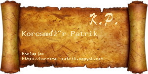 Korcsmár Patrik névjegykártya